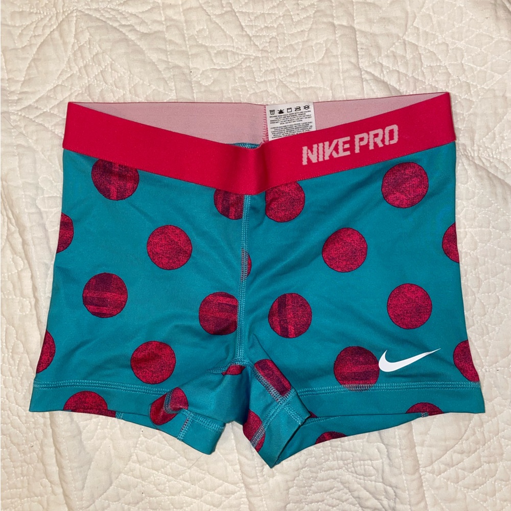 Nike Pro Spandex Shorts - Small, Blue and Pink